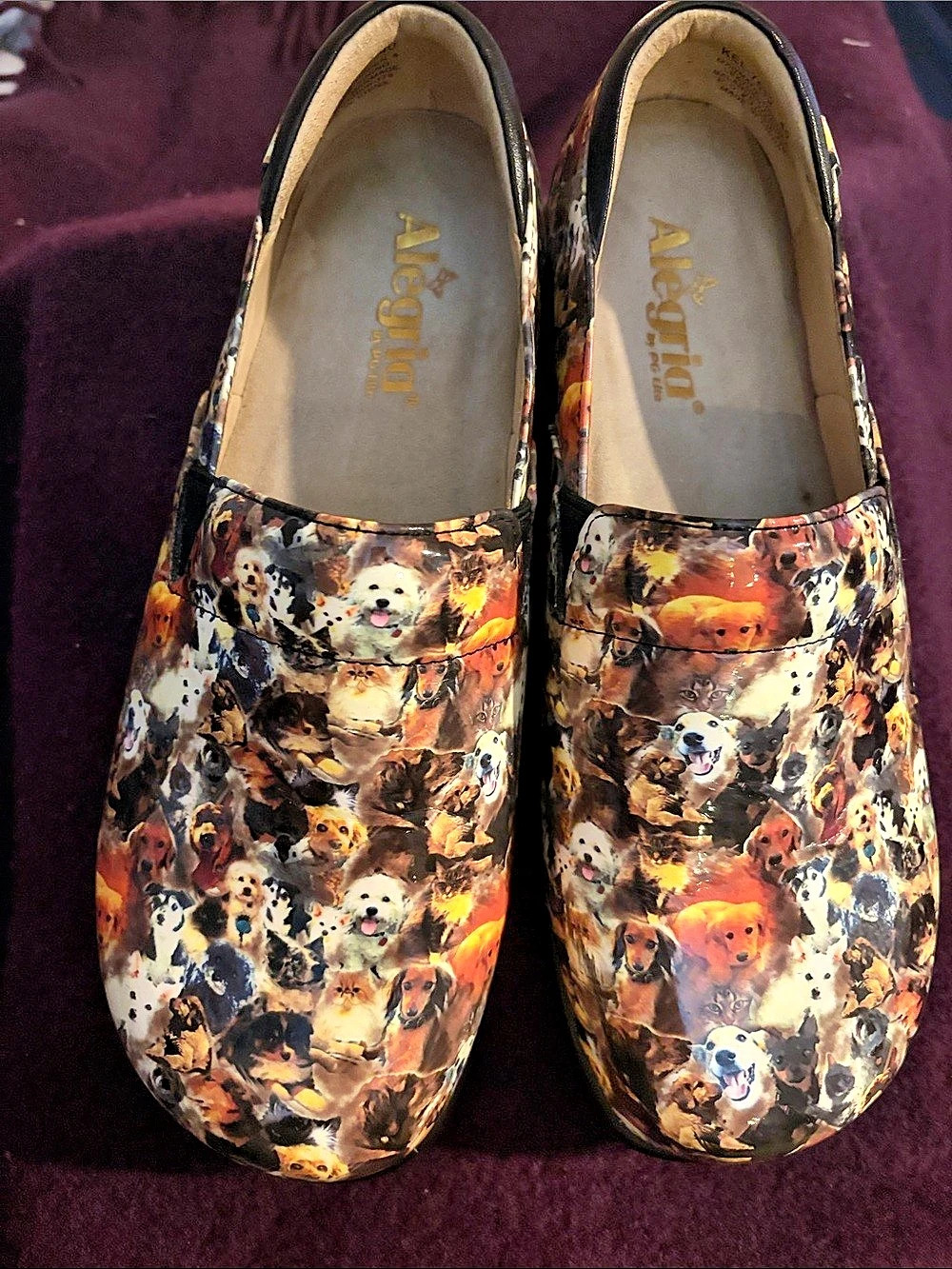 Alegria Keli Professional Slip-On Clog "Paws Up" dog print pattern EU 40 9.5/10